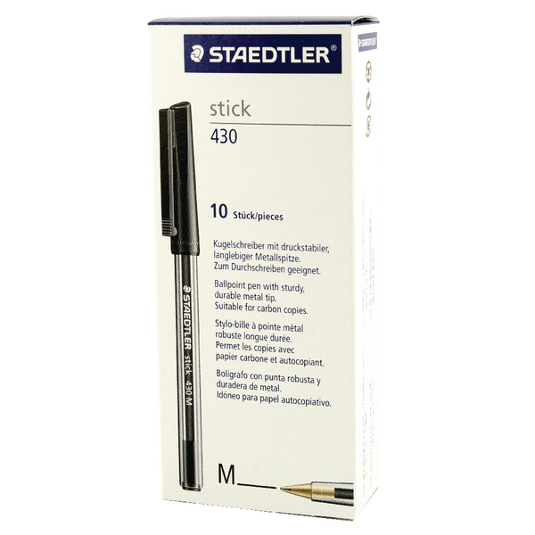 Staedtler Stick Ball Pen Medium Black 430 [Pack of 10]
