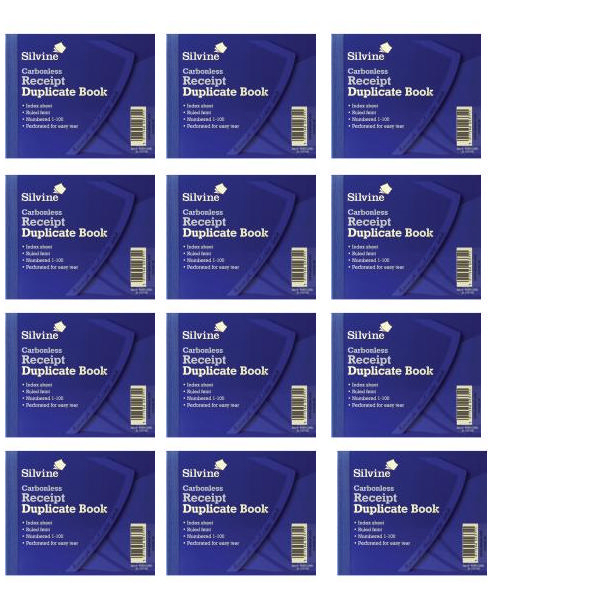 Silvine Receipt Book 4.125x5 Inches Duplicate [Pack of 12]