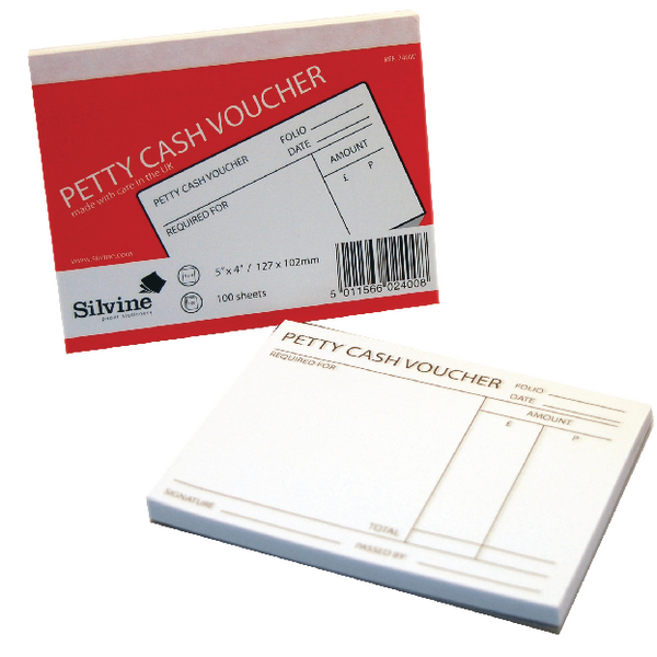 Silvine Petty Cash Pad 5x4 Inches White [Pack of 24]