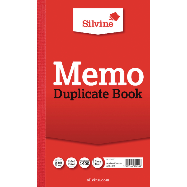 Silvine Duplicate Memo Book 8.25x5 Inches [Pack of 6]