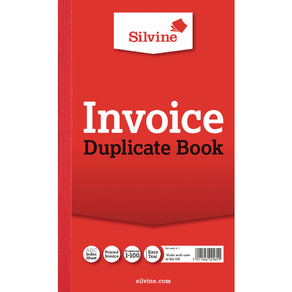 Silvine Duplicate Book Invoices 8.3x5 Inches [Pack of 6]