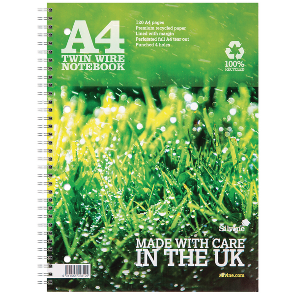 Silvine A4 Premium Recycled Wirebound Notebook [Pack of 5]