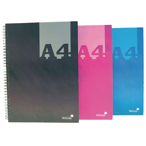 Silvine A4 Hardback Wirebound Notebook Assorted [Pack of 6]