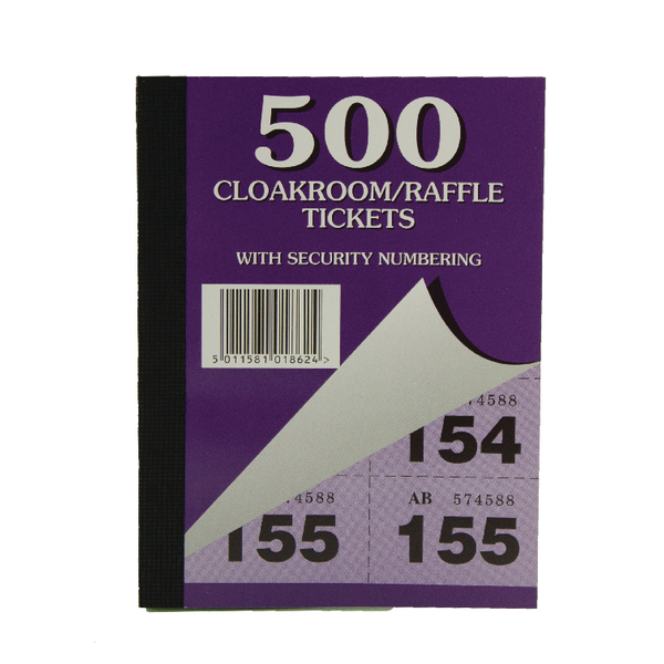 Silvine Cloakroom Ticket 1-500 [Pack of 12]