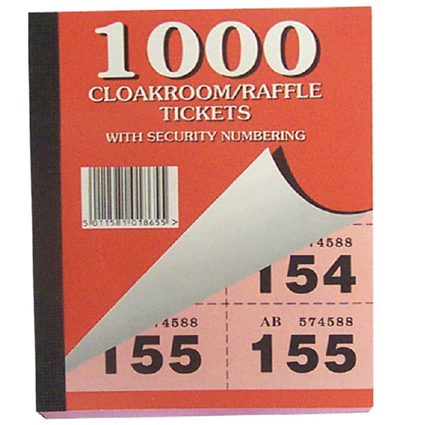 Silvine Cloakroom Ticket 1-1000 [Pack of 6]