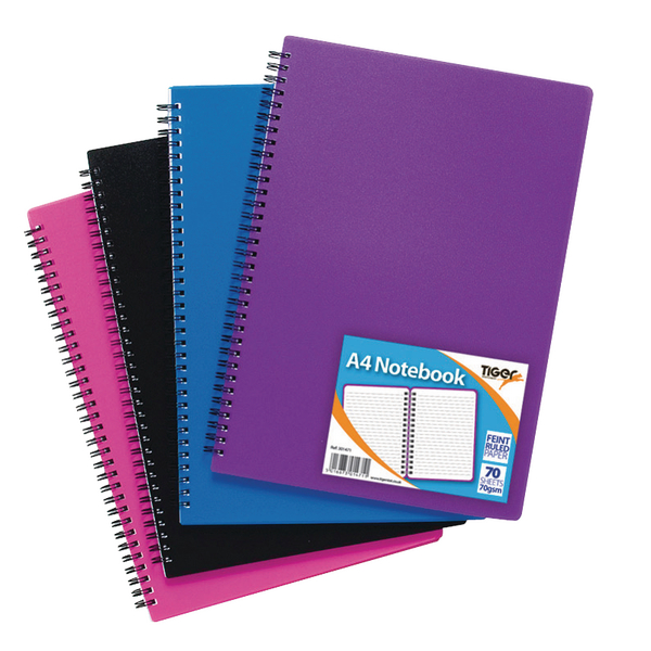 Tiger A4 Wiro Polypropylene Notebooks 140 Pages [Pack of 5]