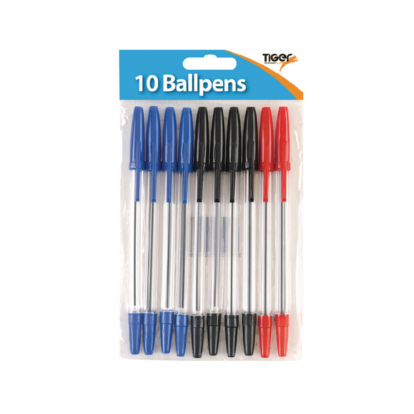 Tiger Ballpoint Pens, Black, Blue and Red [Pack of 120]