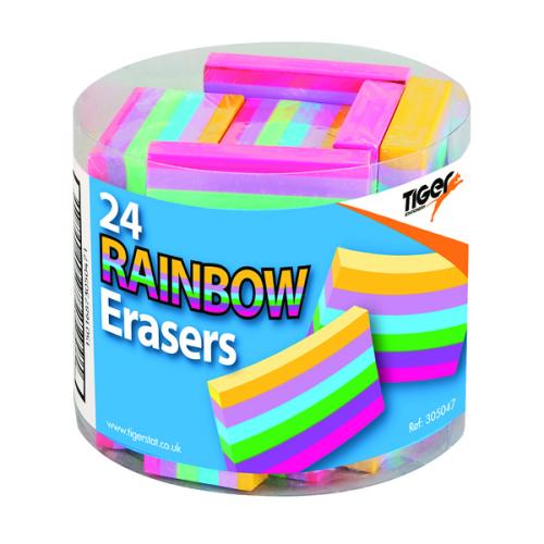 Rainbow Coloured Block Erasers [Pack of 24] 305047