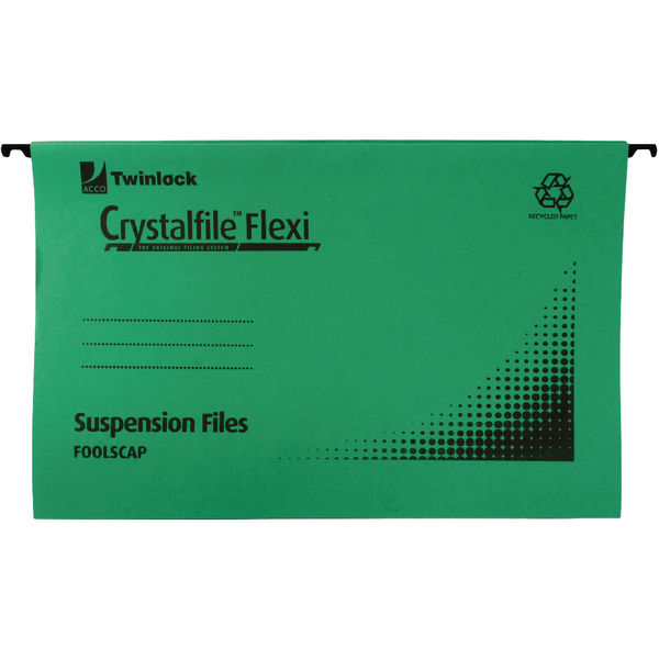 CrystalFile Suspension File Foolscap Green [Pack of 50]