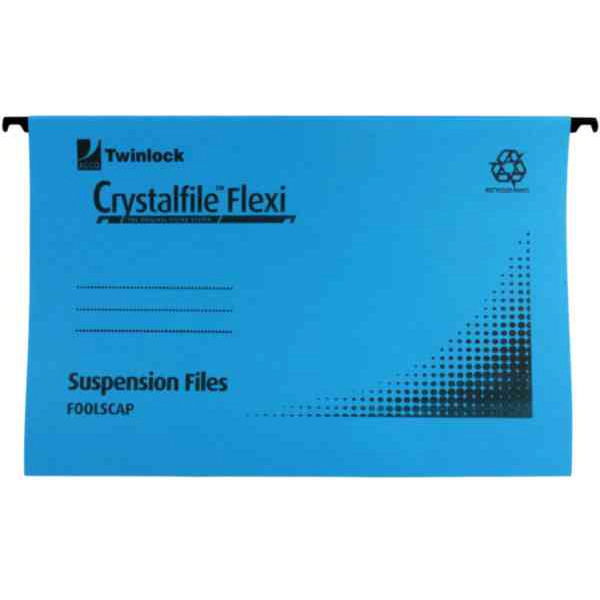 Crystal File Flexifile Standard Foolscap Blue [Pack of 50]