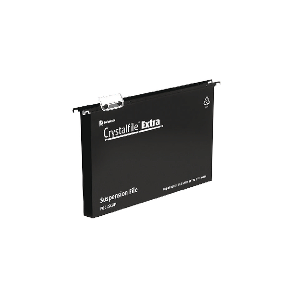 CrystalFile Extra Suspension File Foolscap 30mm Black [Pack of 25]