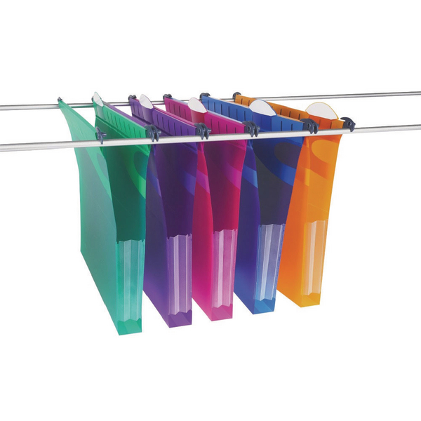 Crystal Foolscap Secure Suspension File 30mm Assorted [Pack of 10]