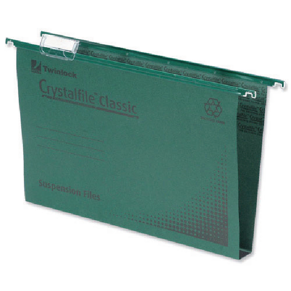 CrystalFile 30mm Suspension Files A4 Green [Pack of 50]