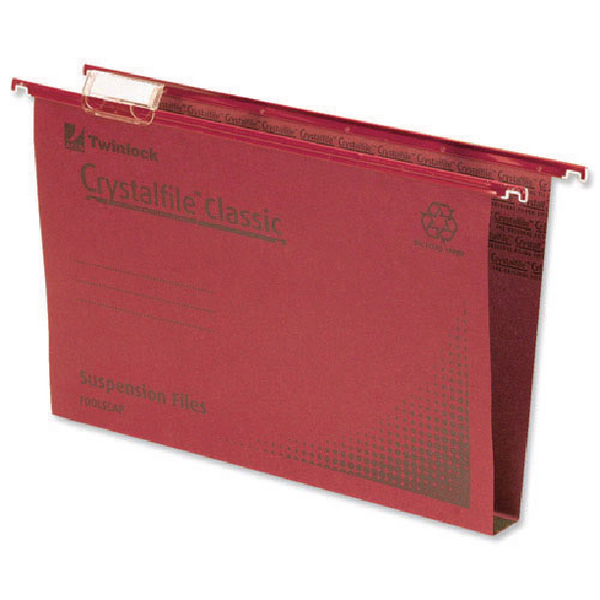 CrystalFile 30mm Suspension Files Foolscap Red [Pack of 50]