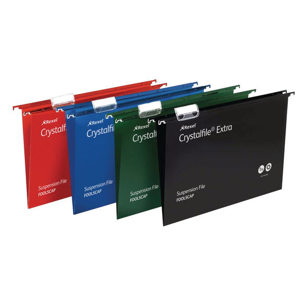 CrystalFile Extra Suspension File 30mm Foolscap Green [Pack of 25]