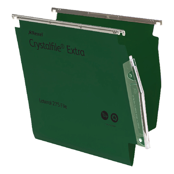 CrystalFile Extra Lateral Files Green [Pack of 25]