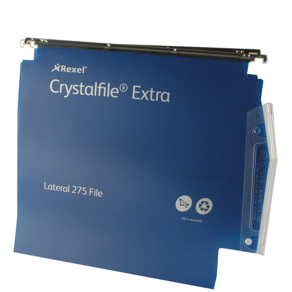CrystalFile Extra Lateral Files 30mm Blue [Pack of 25]