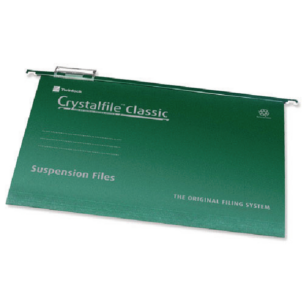 CrystalFile Foolscap Complete Suspension Files Green [Pack of 50]