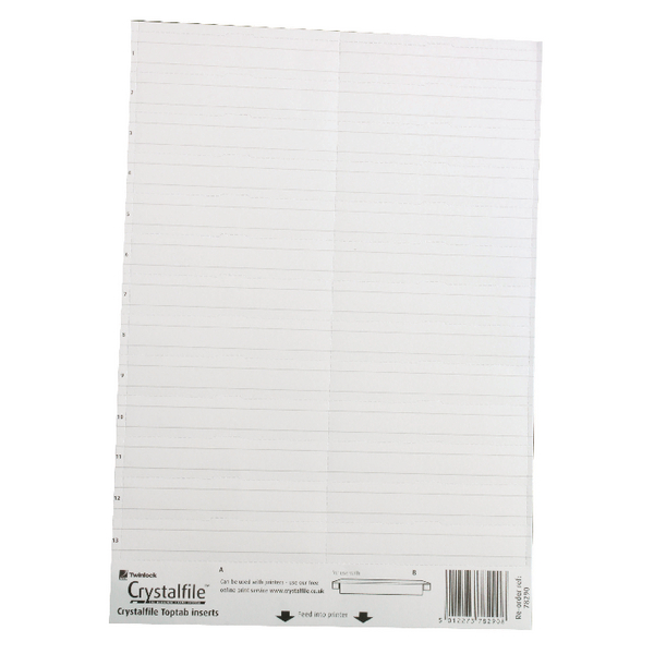 Twinlock Toptab Insert White [Pack of 50]