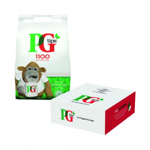 PG Tips Pyramid Tea Bags Pack 1100 with Free PG Tips 1 Cup Tea Bags