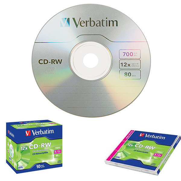 Verbatim CD-RW 700Mb, 80 Minute 8-12x Hi-Speed [Pack of 10]
