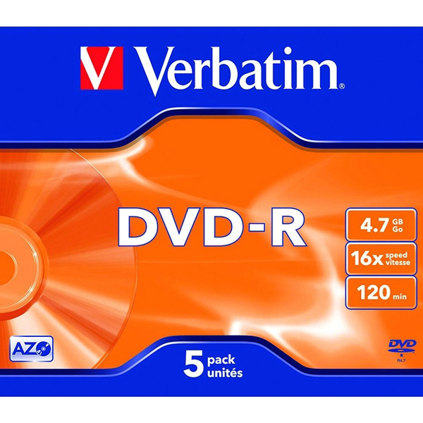 Verbatim DVD-R 16x 4.7Gb Jewel Case [Pack of 5]