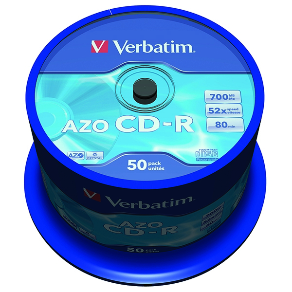 Verbatim CD-R 700Mb, 80 Minute AZO Crystal [Spindle of 50]