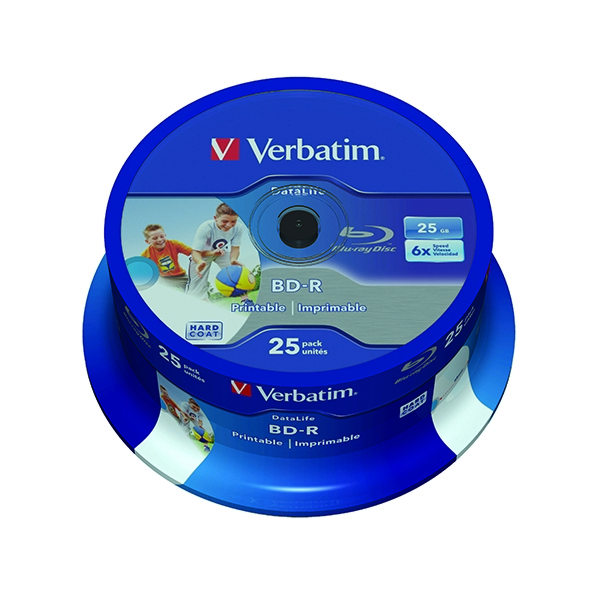 Verbatim Blu-Ray 25Gb 6x Inkjet Printable [Spindle of 25]