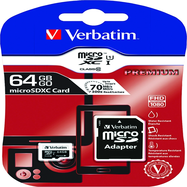 Verbatim Premium SDXC Micro Card with Adapter 64Gb 44084