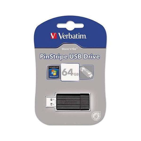 Verbatim Pinstripe USB Pen Drive 64Gb Black