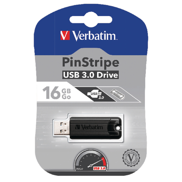 Verbatim Black Pinstripe 16Gb USB 3.0 Flash Drive
