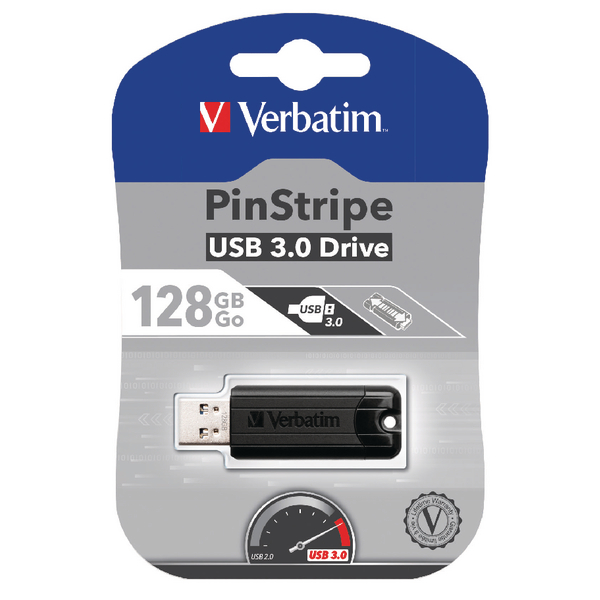 Verbatim Black Pinstripe 128Gb USB 3.0 Flash Drive