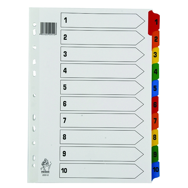 Mylar Index A4 1-10 Multicoloured