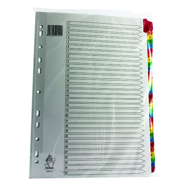 Mylar Index A4 1-31 Multicoloured