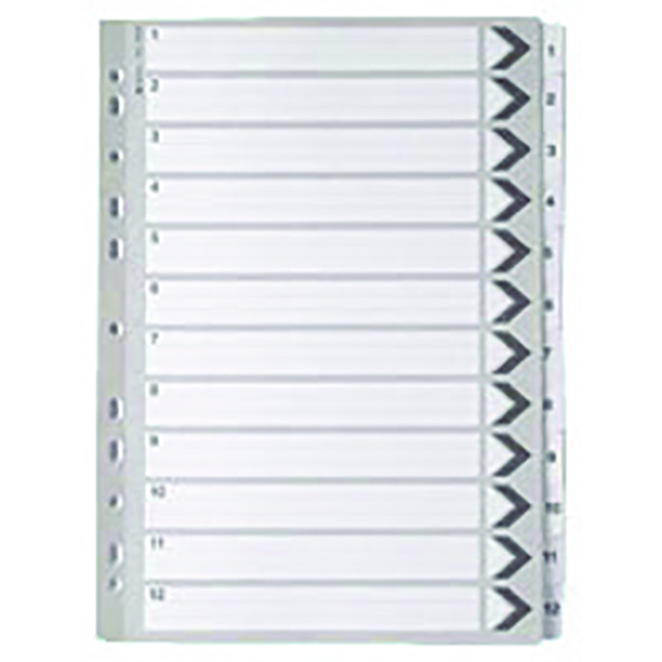 Mylar Index A4 1-12 White
