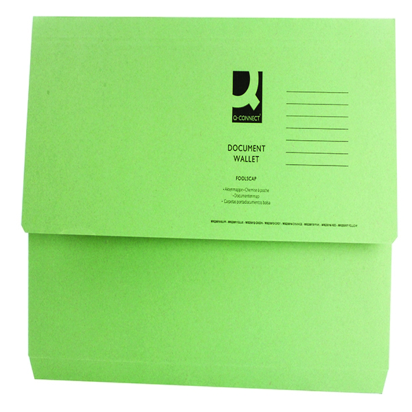 Document Wallet Foolscap Green 220g [Pack of 50]