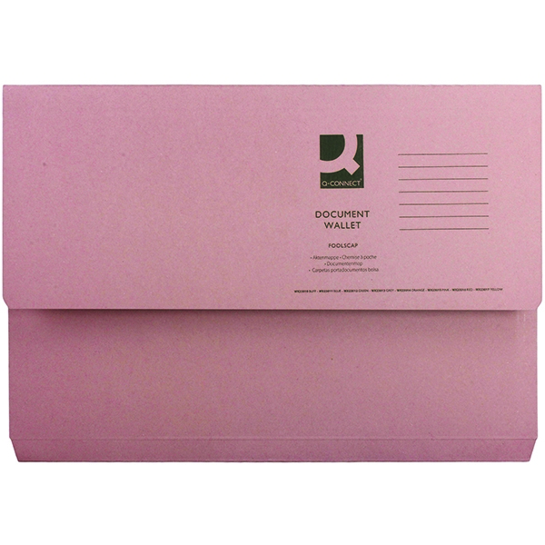 Document Wallet Foolscap Pink 220g [Pack of 50]