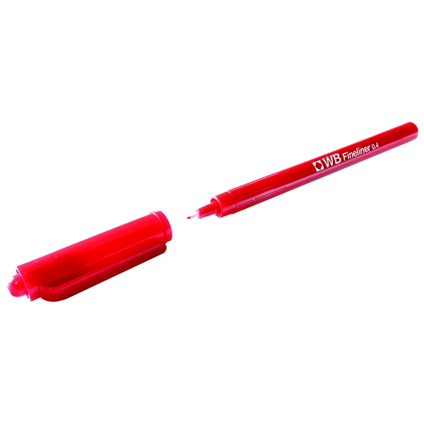 Fineliner Pen 0.4mm Red [Pack of 10]