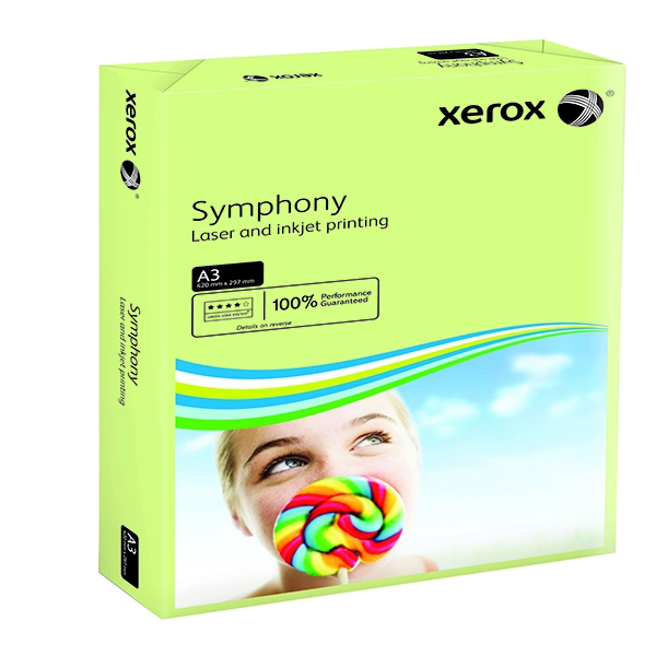 Xerox A3 Symphony Tinted 80GSM Pastel Green Copier Paper [Pack of 500]