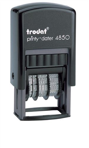 Trodat Printy 4850/L2 Self Inking Word and Date Stamp PAID 25x5mm Blue/Red Ink - 76373