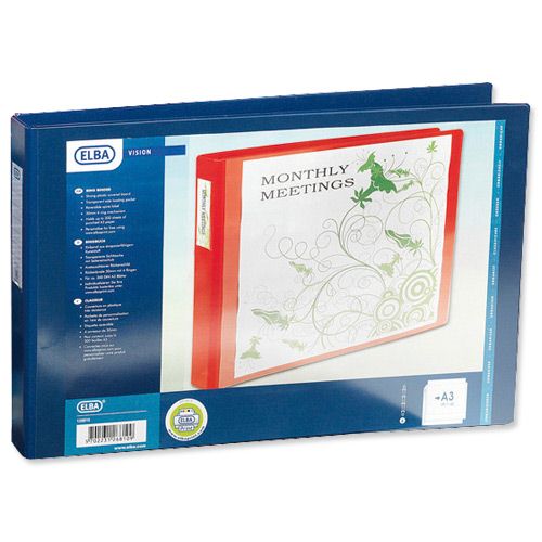Elba Vision A3 Landscape Ring Binder Blue alternative image 1