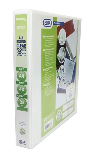 Elba A4 25mm 4 D-Ring Presentation Binder White [Pack of 10] alternative image 1