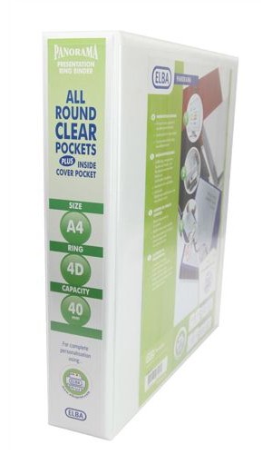 Elba A4 40mm 4 D-Ring Presentation Binder White [Pack of 10] alternative image 1