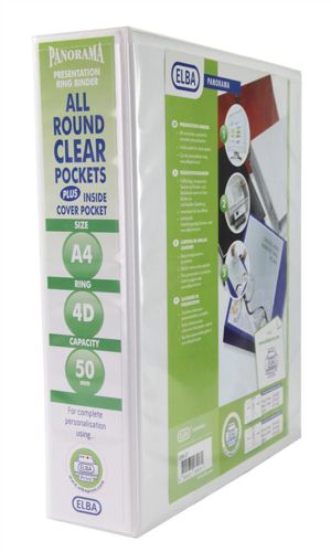 Elba A4 50mm 4 D-Ring Presentation Binder White [Pack of 10] alternative image 1