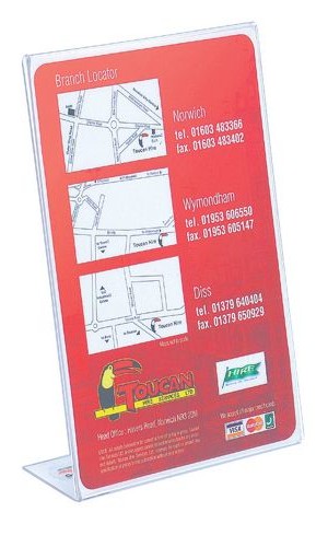 Deflecto Slanted Sign Holder A4 Clear alternative image 1