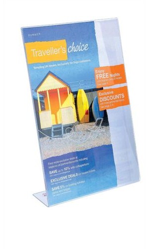 Deflecto Slanted Sign Holder A5 Clear alternative image 1