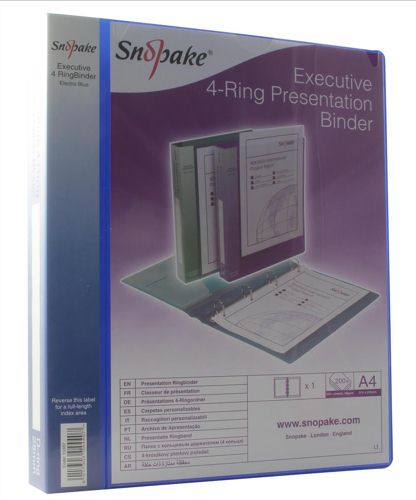 Snopake Executive Presentation 4 D-Ring Binder A4 Electra Blue alternative image 1
