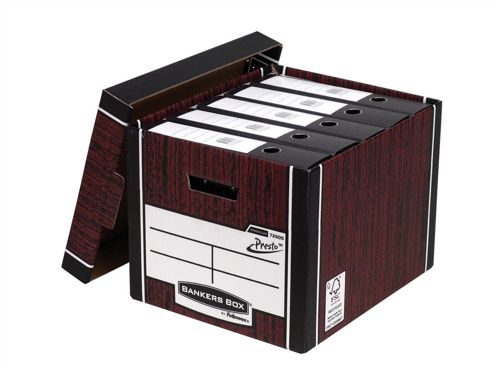 Fellowes Premium Tall Storage Boxes Woodgrain [Pack of 10] alternative image 1
