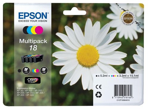 Epson T180640 Multipack of Four Ink Cartridges alternative image 1