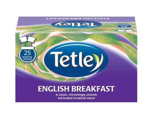 Tetley English Breakfast Tea Bags Individually Wrapped and Enveloped (Pack 25) - 0403254